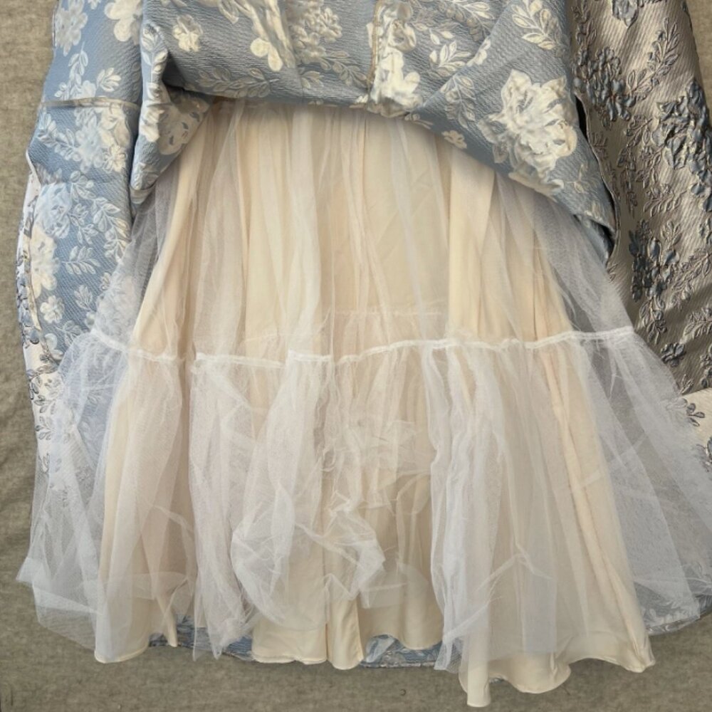 Blondie Nites Junior 11 Metallic Gold Blue Floral Fairycore Ball Gown Prom Dress - Picture 15 of 16